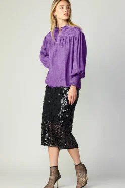 Hot Smocked Cuff Blouse Women Long Sleeve Tops