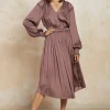 New Smocked Cuff Midi Dress Women Midi Dresses
