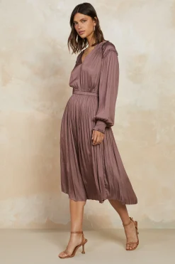 New Smocked Cuff Midi Dress Women Midi Dresses