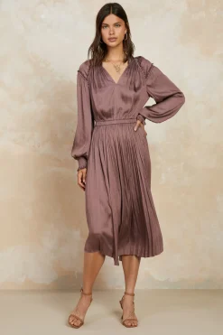 New Smocked Cuff Midi Dress Women Midi Dresses