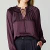 Best Smocked Shoulder Blouse Women Long Sleeve Tops