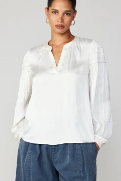 Clearance Smocked Sleeve Blouse Women Long Sleeve Tops