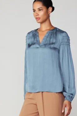 Fashion Smocked Sleeve Blouse Women Long Sleeve Tops