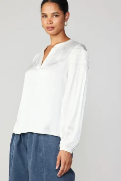 Clearance Smocked Sleeve Blouse Women Long Sleeve Tops