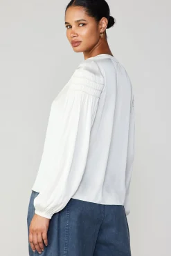 Clearance Smocked Sleeve Blouse Women Long Sleeve Tops
