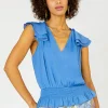 Hot Smocked Waist Cap Sleeve Top Women Sleeveless Tops