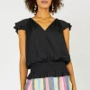 Clearance Smocked Waist Cap Sleeve Top Women Sleeveless Tops