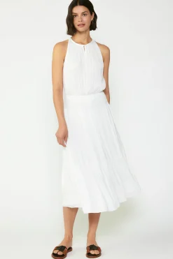Fashion Smocked Waist Halter Midi Dress Women Midi Dresses