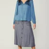 Outlet Smocked Yoke Blouse Women Long Sleeve Tops