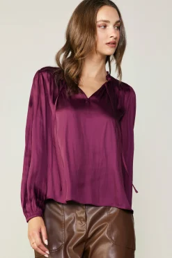 New Smocked Yoke Blouse Women Long Sleeve Tops