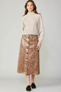 Hot Snake Print Midi Skirt Women Skirts