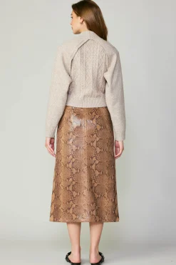 Hot Snake Print Midi Skirt Women Skirts