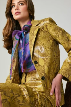 Outlet Snakeskin Welt Pocket Blazer Women Coats & Jackets