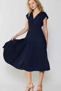 Outlet Sophia Flutter Sleeve Midi Dress Women Midi Dresses
