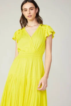 Clearance Sophia Flutter Sleeve Midi Dress Women Midi Dresses