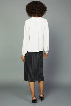 Outlet Split Neck Blouse Women Long Sleeve Tops