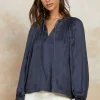 Fashion Split Neck Long Sleeve Top Women Long Sleeve Tops