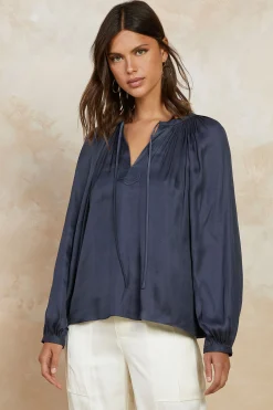 Fashion Split Neck Long Sleeve Top Women Long Sleeve Tops