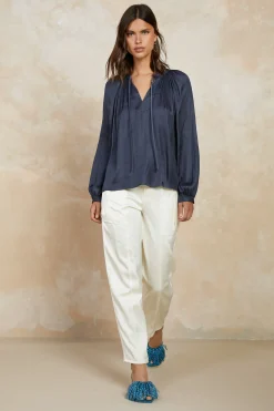 Fashion Split Neck Long Sleeve Top Women Long Sleeve Tops