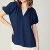 Sale Split Neckline Top Women Short Sleeve Tops