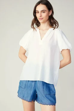 New Split Neckline Top Women Short Sleeve Tops