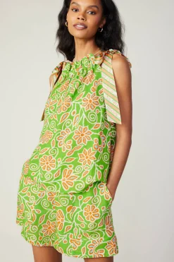 Sale Striped Bow Floral Top Women Sleeveless Tops