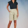 Discount Striped Knee Length Shorts Women Shorts