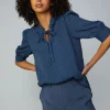 Online Striped Structured Sleeve Blouse Women Short Sleeve Tops