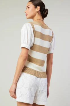 Best Striped Sweater Top Women Knitwear | Short Sleeve Tops