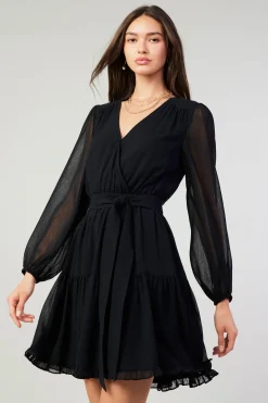 Hot Surplice Mini Dress Women Mini Dresses