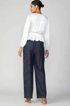 Online Surplice Peplum Blouse Women Long Sleeve Tops