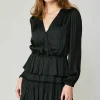 Hot Surplice Tiered Mini Dress Women Mini Dresses