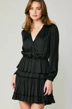 Hot Surplice Tiered Mini Dress Women Mini Dresses