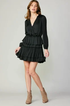 Hot Surplice Tiered Mini Dress Women Mini Dresses