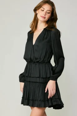 Hot Surplice Tiered Mini Dress Women Mini Dresses