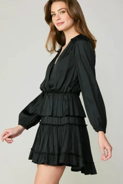 Hot Surplice Tiered Mini Dress Women Mini Dresses
