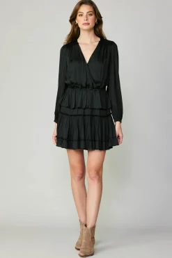 Hot Surplice Tiered Mini Dress Women Mini Dresses