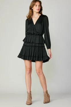Hot Surplice Tiered Mini Dress Women Mini Dresses