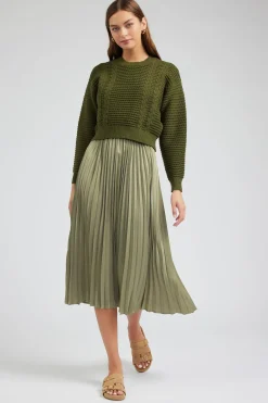 Online Sweater & Pleated Dress Set Women Knitwear