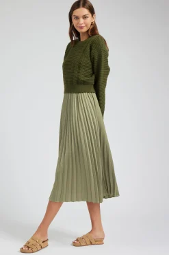 Online Sweater & Pleated Dress Set Women Knitwear