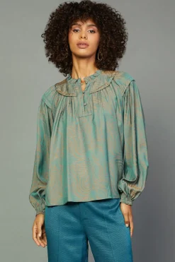 Clearance Swirl Motif Blouse Women Long Sleeve Tops