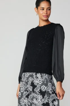 Clearance Textural Knit Sweater Top Women Long Sleeve Tops | Sweaters