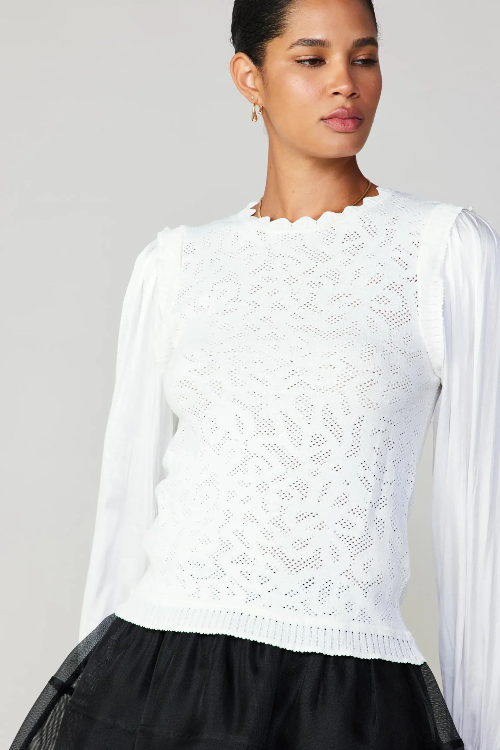 Outlet Textural Knit Sweater Top Women Long Sleeve Tops | Sweaters