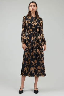 Outlet Textured Floral Midi Dress Women Midi Dresses