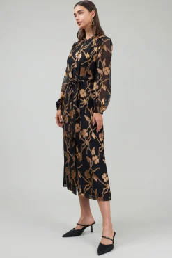 Outlet Textured Floral Midi Dress Women Midi Dresses