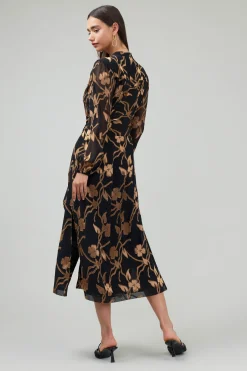 Outlet Textured Floral Midi Dress Women Midi Dresses