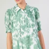 Hot Tulip Jacquard Blouse Women Short Sleeve Tops