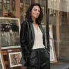 Outlet Two Tone Vegan Leather Jacket Women Coats & Jackets