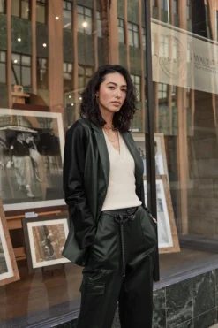 Outlet Two Tone Vegan Leather Jacket Women Coats & Jackets