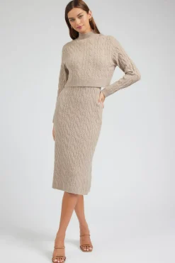 Clearance Two-piece Cable Knit Dress Women Knitwear | Midi Dresses